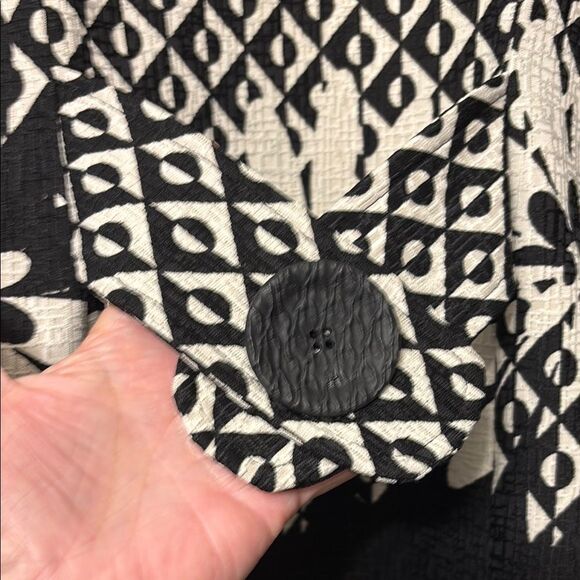 Joseph Ribkoff Black and White Blazer with Geometric and Floral Patterns - Picture 9 of 12